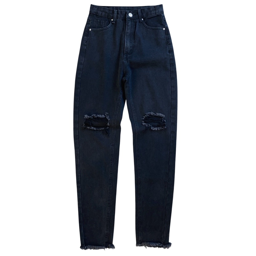 New XS Black Mom Relaxed Fit Denim Jeans Tapered High Rise Fashion Nova